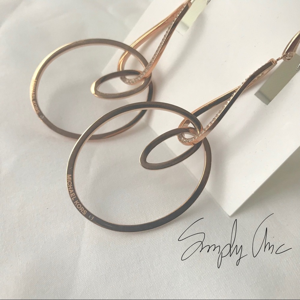 New MK powerful romance rose gold tone earrings - Picture 4 of 6